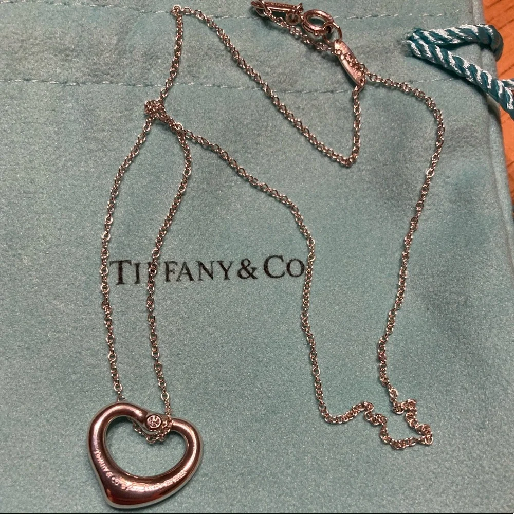 SOLD: Tiffany & Co Elsa Peretti Open Heart Diamond Necklace - Picture 8 of 11